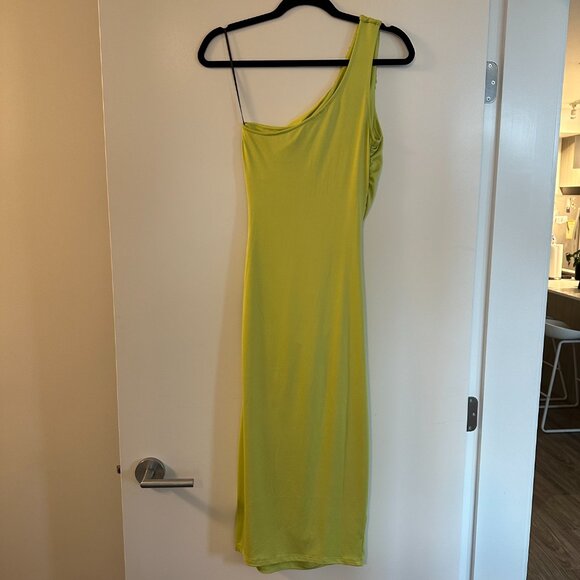 Lime Green One Shoulder Dress - Picture 4 of 4